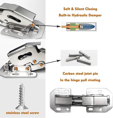 12-Pack Soft Close Hidden Hinges for Cabinet Doors, Slow Close Frameless Cabinet Hinges Concealed Surface Mount Hinges in Saudi Arabia