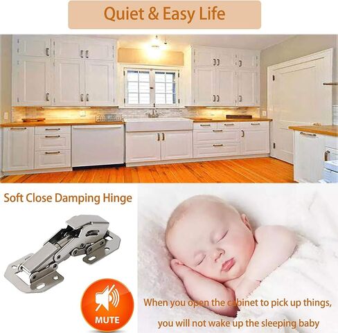 12-Pack Soft Close Hidden Hinges for Cabinet Doors, Slow Close Frameless Cabinet Hinges Concealed Surface Mount Hinges in Saudi Arabia