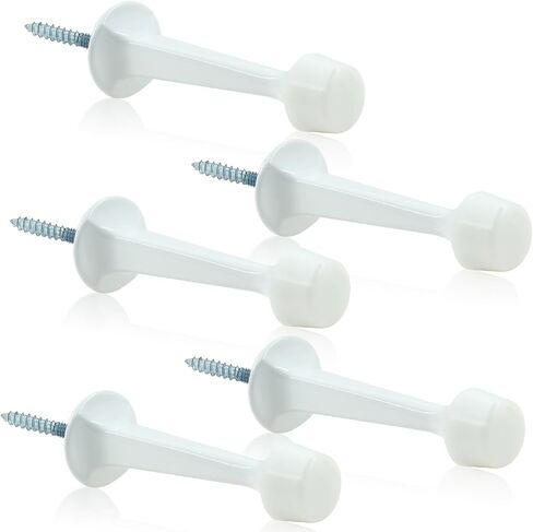 5 Pack Solid Rigid Door Stops Heavy Duty Door Stops 3" Door Stoppers with Rubber Tip for Wall & Door Protection, White in Saudi Arabia