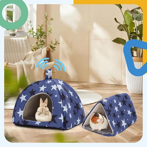 Guinea Pig Hideout Rabbit Bed with Tunnel, 2-Pack Cozy Guinea Pig Toys for Hamsters, Rabbits, Ferrets & Small Animals in Saudi Arabia
