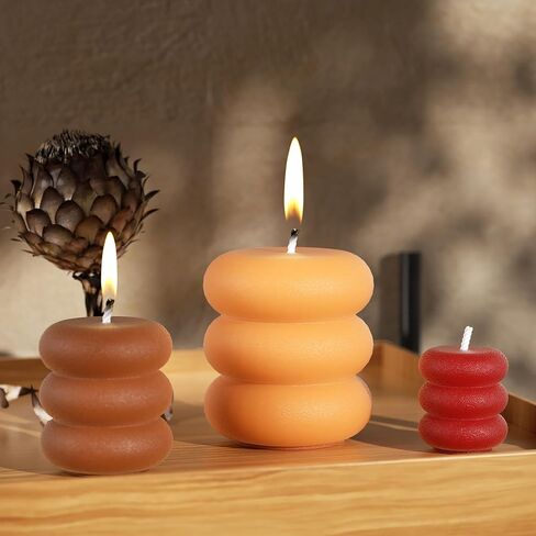 3 Pack Round Cylinder Pillar Candle Silicone Wave Spiral Candle Mold - Silicone Resin Casting Molds for Candle & Resin & Soap Craft Supplies in Kuwait