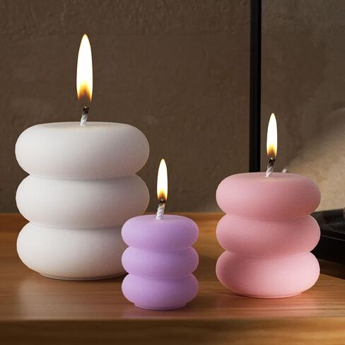 3 Pack Round Cylinder Pillar Candle Silicone Wave Spiral Candle Mold - Silicone Resin Casting Molds for Candle & Resin & Soap Craft Supplies in Kuwait