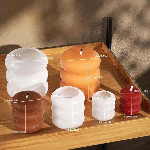 3 Pack Round Cylinder Pillar Candle Silicone Wave Spiral Candle Mold - Silicone Resin Casting Molds for Candle & Resin & Soap Craft Supplies in Kuwait
