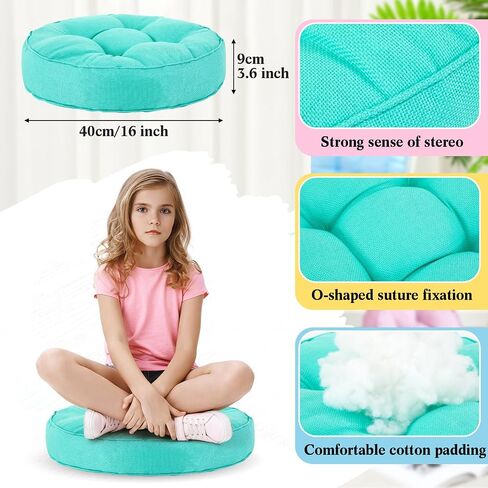 Juexica 8 Pcs Floor Cushions for Kids Floor Pillows Flexible Seating Cushions 3.5'' Thick Flexible Seating Classroom Furniture Meditation Seat Pillows for Home Nursery Yoga Decor(Rainbow Color,Square) in Kuwait
