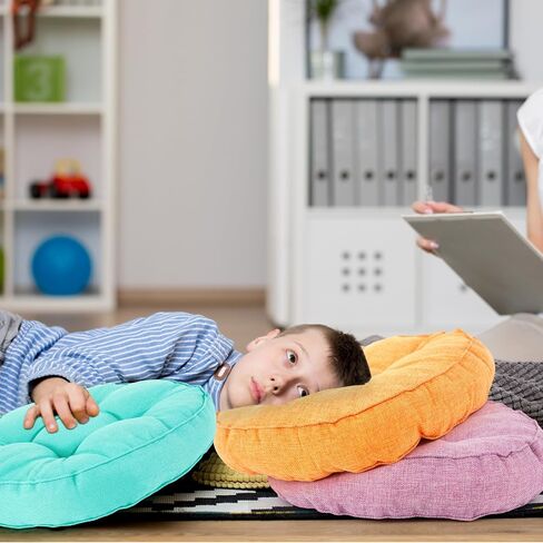 Juexica 8 Pcs Floor Cushions for Kids Floor Pillows Flexible Seating Cushions 3.5'' Thick Flexible Seating Classroom Furniture Meditation Seat Pillows for Home Nursery Yoga Decor(Rainbow Color,Square) in Kuwait