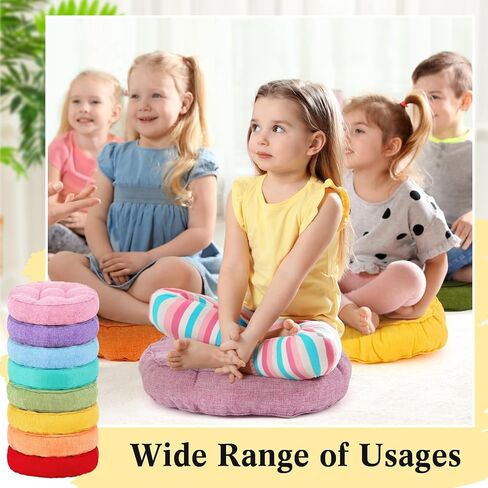 Juexica 8 Pcs Floor Cushions for Kids Floor Pillows Flexible Seating Cushions 3.5'' Thick Flexible Seating Classroom Furniture Meditation Seat Pillows for Home Nursery Yoga Decor(Rainbow Color,Square) in Kuwait