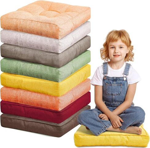 Juexica 8 Pcs Floor Cushions for Kids Floor Pillows Flexible Seating Cushions 3.5'' Thick Flexible Seating Classroom Furniture Meditation Seat Pillows for Home Nursery Yoga Decor(Rainbow Color,Square) in Kuwait