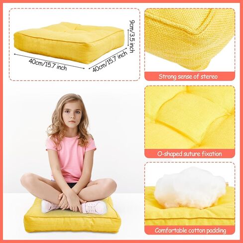 Juexica 8 Pcs Floor Cushions for Kids Floor Pillows Flexible Seating Cushions 3.5'' Thick Flexible Seating Classroom Furniture Meditation Seat Pillows for Home Nursery Yoga Decor(Rainbow Color,Square) in Kuwait