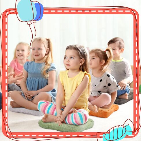 Juexica 8 Pcs Floor Cushions for Kids Floor Pillows Flexible Seating Cushions 3.5'' Thick Flexible Seating Classroom Furniture Meditation Seat Pillows for Home Nursery Yoga Decor(Rainbow Color,Square) in Kuwait