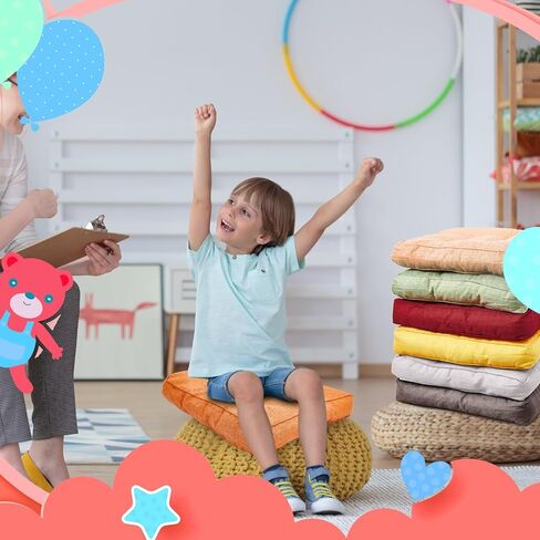 Juexica 8 Pcs Floor Cushions for Kids Floor Pillows Flexible Seating Cushions 3.5'' Thick Flexible Seating Classroom Furniture Meditation Seat Pillows for Home Nursery Yoga Decor(Rainbow Color,Square) in Kuwait