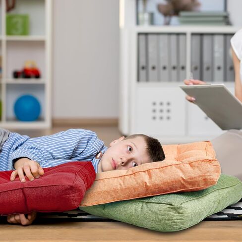 Juexica 8 Pcs Floor Cushions for Kids Floor Pillows Flexible Seating Cushions 3.5'' Thick Flexible Seating Classroom Furniture Meditation Seat Pillows for Home Nursery Yoga Decor(Rainbow Color,Square) in Kuwait