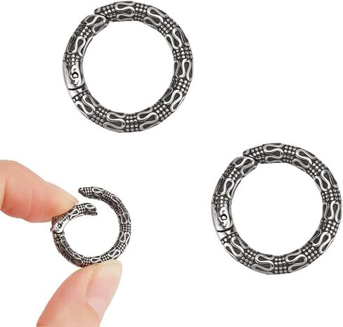 UNICRAFTALE 2pcs Tibetan Style Spring Gate Rings Antique Silver Stainless Steel Textured Snap Clasps 22mm O Ring Clips Snap Hooks Spring Keyring Buckle for Bag Purse Shoulder Strap Key Chains in Saudi Arabia