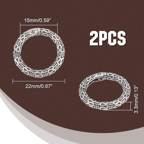 UNICRAFTALE 2pcs Tibetan Style Spring Gate Rings Antique Silver Stainless Steel Textured Snap Clasps 22mm O Ring Clips Snap Hooks Spring Keyring Buckle for Bag Purse Shoulder Strap Key Chains in Saudi Arabia