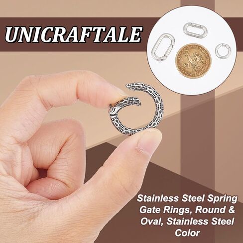 UNICRAFTALE 2pcs Tibetan Style Spring Gate Rings Antique Silver Stainless Steel Textured Snap Clasps 22mm O Ring Clips Snap Hooks Spring Keyring Buckle for Bag Purse Shoulder Strap Key Chains in Saudi Arabia
