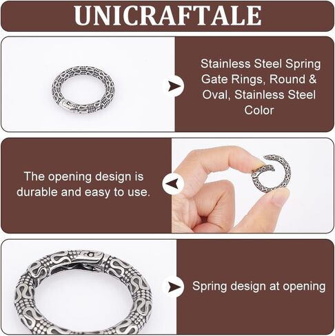 UNICRAFTALE 2pcs Tibetan Style Spring Gate Rings Antique Silver Stainless Steel Textured Snap Clasps 22mm O Ring Clips Snap Hooks Spring Keyring Buckle for Bag Purse Shoulder Strap Key Chains in Saudi Arabia