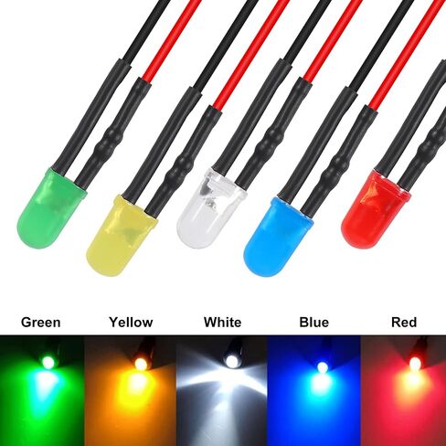 50pcs DC 12V 5mm LED Diodes Kit Diode Lamp Prewired Emitting Diodes with Holder for DIY Home Decoration (White) in Kuwait