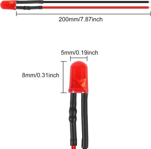 50pcs DC 12V 5mm LED Diodes Kit Diode Lamp Prewired Emitting Diodes with Holder for DIY Home Decoration (White) in Kuwait