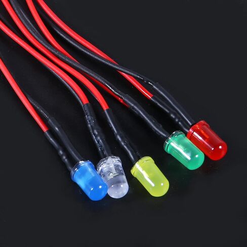50pcs DC 12V 5mm LED Diodes Kit Diode Lamp Prewired Emitting Diodes with Holder for DIY Home Decoration (White) in Kuwait