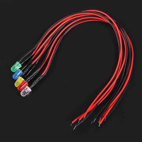 50pcs DC 12V 5mm LED Diodes Kit Diode Lamp Prewired Emitting Diodes with Holder for DIY Home Decoration (White) in Kuwait