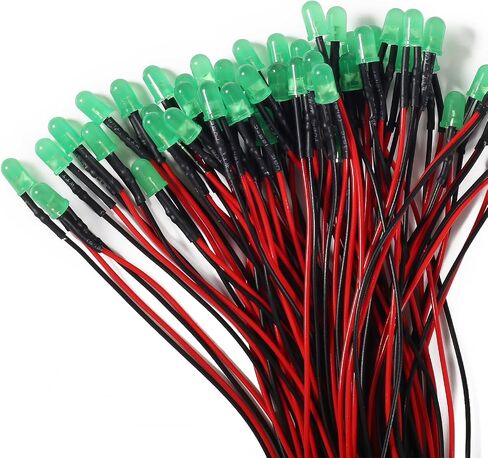 50pcs DC 12V 5mm LED Diodes Kit Diode Lamp Prewired Emitting Diodes with Holder for DIY Home Decoration (White) in Kuwait