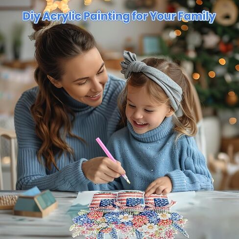 MOGTAA Flowers Diamond Art Hanging Pendant Kits, 5D Special Shape Independence Day Diamond Art Kits for Adults, Crystal Rhinestones 4Th of July Diamond Painting Gem Art for Home Decor in Saudi Arabia