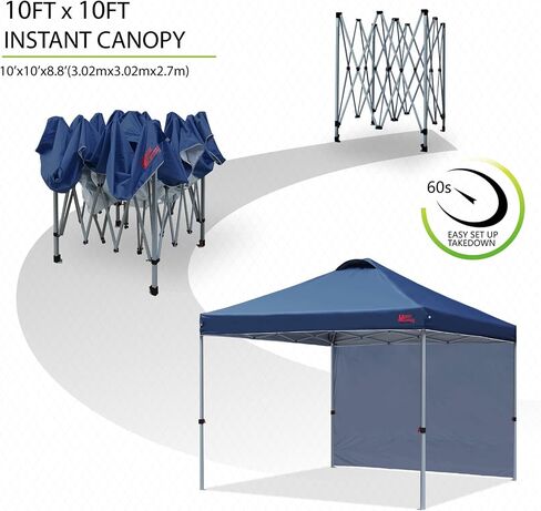 MASTERCANOPY Durable Pop-up Canopy Tent with 1 Sidewall (10'x10',Black) in Kuwait