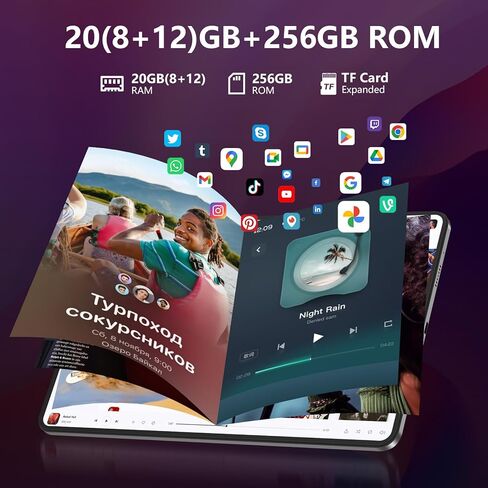 Azeyou Tablet 12 بوصة Android 14 Tablet، 20(8+12) جيجابايت ذاكرة الوصول العشوائي 256 جيجابايت ROM (قابلة للتوسيع إلى 1 تيرابايت)، وحدة المعالجة المركزية Unisoc T616، بطارية 8000 مللي أمبير، شاحن سريع 18 وات PD، 4 مكبرات صوت، 5G WiFi + 4G LTE، كاميرا مزدوج in Kuwait