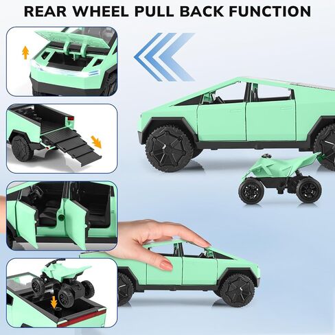 Truck and Trailer Toys for Boys 1/32 Diecast Truck and Trailer Model Kit,Toy Truck and Trailer Set with Sound and Light,Pull Back Toy Truck with Trailer,Toy Trucks for Boys Age 4-7（Green） in Saudi Arabia