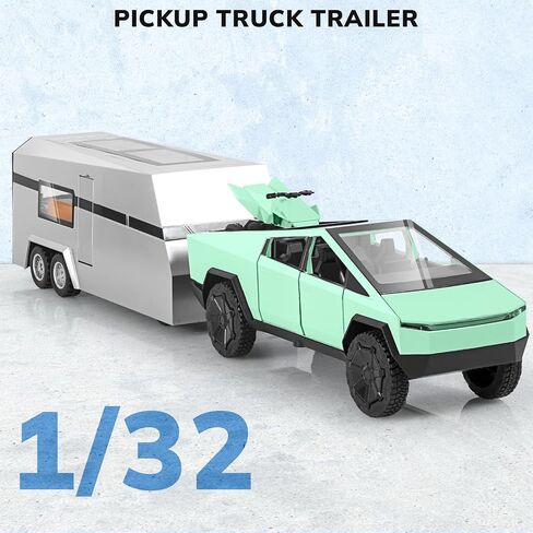 Truck and Trailer Toys for Boys 1/32 Diecast Truck and Trailer Model Kit,Toy Truck and Trailer Set with Sound and Light,Pull Back Toy Truck with Trailer,Toy Trucks for Boys Age 4-7（Green） in Saudi Arabia