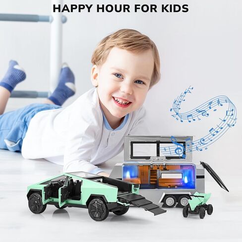 Truck and Trailer Toys for Boys 1/32 Diecast Truck and Trailer Model Kit,Toy Truck and Trailer Set with Sound and Light,Pull Back Toy Truck with Trailer,Toy Trucks for Boys Age 4-7（Green） in Saudi Arabia