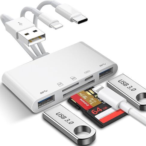 قارئ بطاقة SD USB C، قارئ بطاقة ذاكرة بفتحة مزدوجة لـ SD/Micro SD/SDHC/SDXC/MMC، محول بطاقة USB 3.0 عالي السرعة من النوع C إلى Micro SD متوافق مع MacBook Pro/Air، Chromebook، Android Galaxy in Kuwait