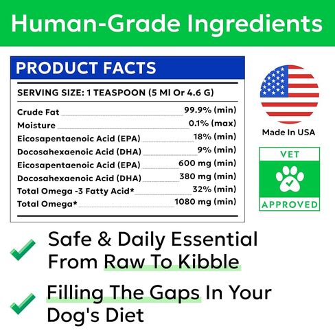 BARK&SPARK Fish Oil for Dogs & Cats - Natural Omega-3 - Skin & Coat Support - Liquid Food Supplement for Pets - Natural EPA + DHA Fatty Acids for Joint Function, Immune & Heart Health 16oz - Sardines in Saudi Arabia