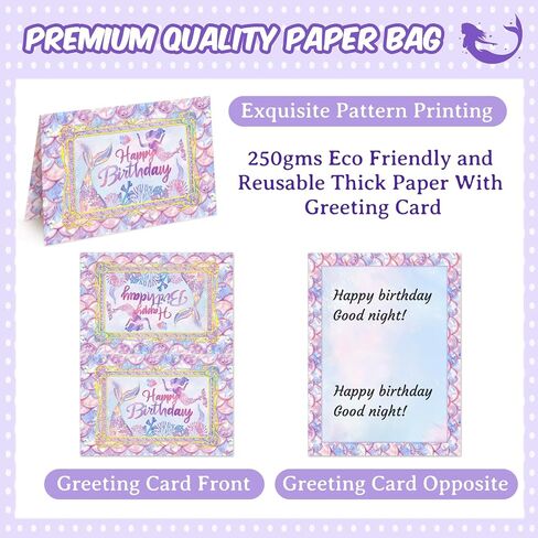 13" Large Mermaid Birthday Gift Bag with Handle, Mermaid Gift Bag for Kids Girls Include Mermaid Birthday Bag Tissue Paper and Card in Saudi Arabia