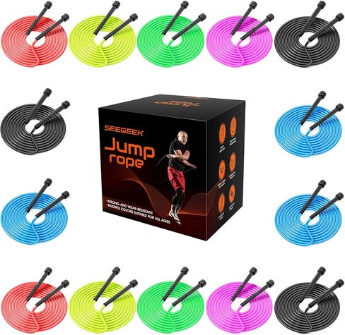 14 Pack Adjustable Jump Ropes for Cardio Fitness - PVC Jump Rope for Kids Women Men-Tangle-Free for Training,Keeping Fit,Workout in Kuwait