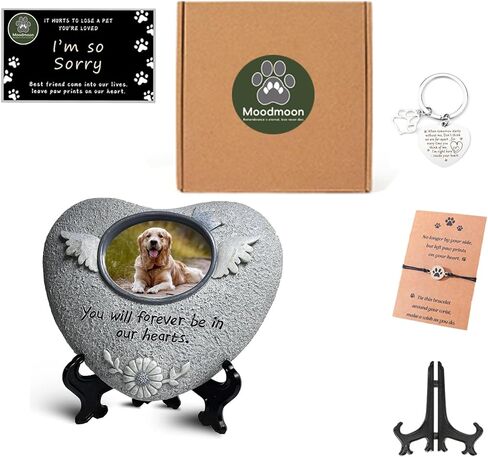 Moodmoon Dog Memorial Gifts for Loss of Dog,Pet Loss Sympathy Gift,Pet Memorial Stone,Dog Cat Passing Away Bereavement Remembrance Gift Basket for Friends Family (Heart) in Kuwait