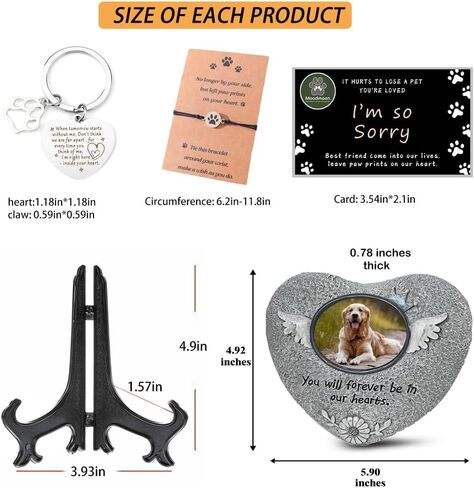 Moodmoon Dog Memorial Gifts for Loss of Dog,Pet Loss Sympathy Gift,Pet Memorial Stone,Dog Cat Passing Away Bereavement Remembrance Gift Basket for Friends Family (Heart) in Kuwait