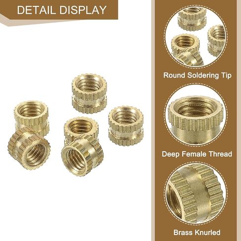 uxcell 300Pcs M3 M4 M5 Knurled Insert Nuts, Brass Knurled Threaded Embedment Nuts 3D Printing Brass Nuts for 3D Printing Parts Laptop Automotive Plastic Shell in Saudi Arabia