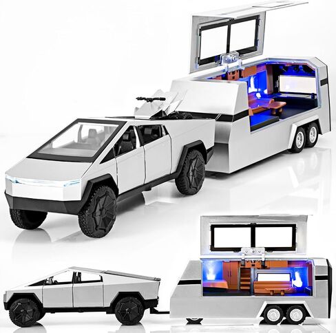 Truck and Trailer Toys for Boys 1/32 Diecast Truck and Trailer Model Kit,Toy Truck and Trailer Set with Sound and Light,Pull Back Toy Truck with Trailer,Toy Trucks for Boys Age 4-7（Green） in Saudi Arabia