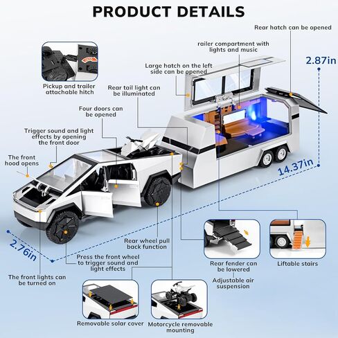 Truck and Trailer Toys for Boys 1/32 Diecast Truck and Trailer Model Kit,Toy Truck and Trailer Set with Sound and Light,Pull Back Toy Truck with Trailer,Toy Trucks for Boys Age 4-7（Green） in Saudi Arabia