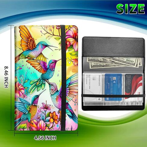 Business Card Organizer, 240 Cards Business Cards Holder Book, PU Leather Credit Card Binder Professional Business Name Card Holder with Elastic Closure for Women Men, Four Birds Flowers in Kuwait