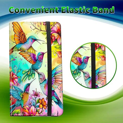Business Card Organizer, 240 Cards Business Cards Holder Book, PU Leather Credit Card Binder Professional Business Name Card Holder with Elastic Closure for Women Men, Four Birds Flowers in Kuwait
