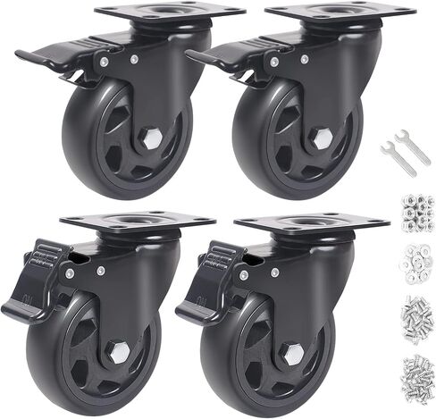 5 Inch Caster Wheels, Casters Set of 4, Heavy Duty Casters with Brake 2200 Lbs,Swivel Caster Wheels with Top Plate, Industrial Caster Wheels for Workbench, Cart, Furniture in Kuwait