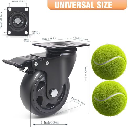 5 Inch Caster Wheels, Casters Set of 4, Heavy Duty Casters with Brake 2200 Lbs,Swivel Caster Wheels with Top Plate, Industrial Caster Wheels for Workbench, Cart, Furniture in Kuwait