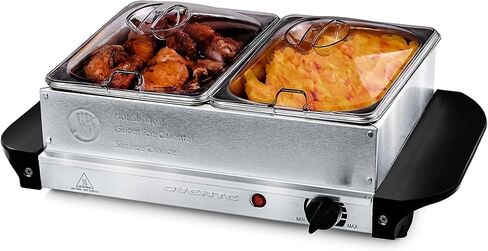 OVENTE Electric Warming Tray with Adjustable Temperature Control Perfect for Buffets, Restaurants, House Parties, Events & Dinners, Compact Food Warmer & Server with Cool Touch Handles, Silver FW170S in Saudi Arabia