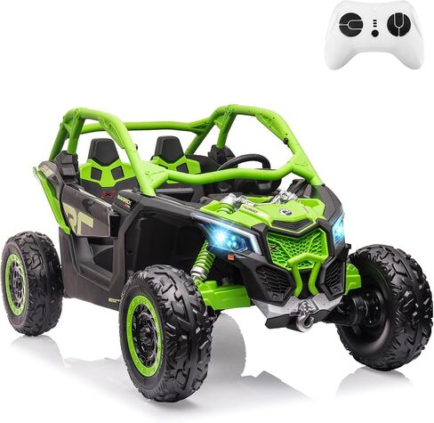 2 Seats Ride on UTV with Remote Control for Kids, 2 * 24V Batteries 4 * 200W Motors Licensed by CAN-AM UTV,23" Seats Width Electric Vehicle, EVA Wheels,Music,Head+Tail Light,Max Load 130LBS,Orange in Saudi Arabia