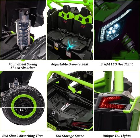 2 Seats Ride on UTV with Remote Control for Kids, 2 * 24V Batteries 4 * 200W Motors Licensed by CAN-AM UTV,23" Seats Width Electric Vehicle, EVA Wheels,Music,Head+Tail Light,Max Load 130LBS,Orange in Saudi Arabia