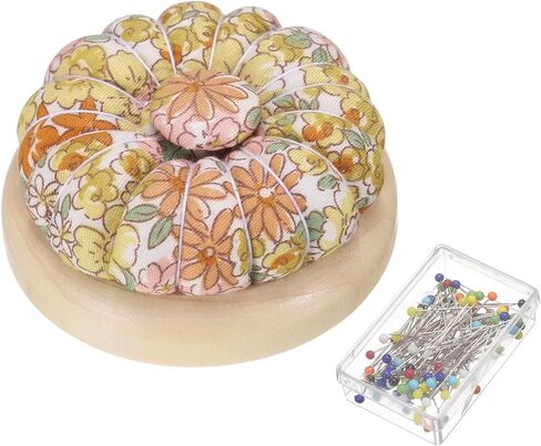 HARFINGTON Pin Cushions with 50 PCS Sewing Pins, Cute Needle Japanese Style Cushion Needle Holder Pincushions Magnetic Top Wooden Base for Sewing Quilting Needlework DIY Crafts, Autumn Floral in Saudi Arabia