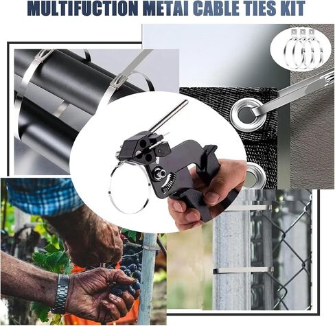 Heavy Duty Metal Cable Tie 150pcs Self-Locking Stainless Steel Zip Ties,Metal Tie Wrap Gun Kit for Fastening And Cutting Metal Cable Ties Tool Set for Fence Exhaust Pipe Outdoor (AB200) in Saudi Arabia