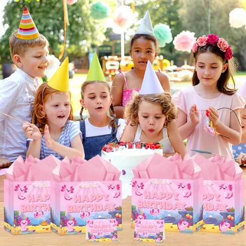 Axolotl Birthday Gift Bag Axolotl Birthday Party Bags with Tissue Paper Card Cartoon Pink Birthday Gift Bag Axolotl Pink Wrapping Paper Axolotl Birthday Decorations Axolotl Birthday Party Supplies in Saudi Arabia