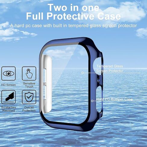 Smiling 2 Pack Case Built in Tempered Glass Screen Protector Compatible with Apple Watch Series 6/SE/Series 5/Series 4 44mm, Hard PC Case Overall Protective Cover- 1 Pink + 1 Transparent in Saudi Arabia